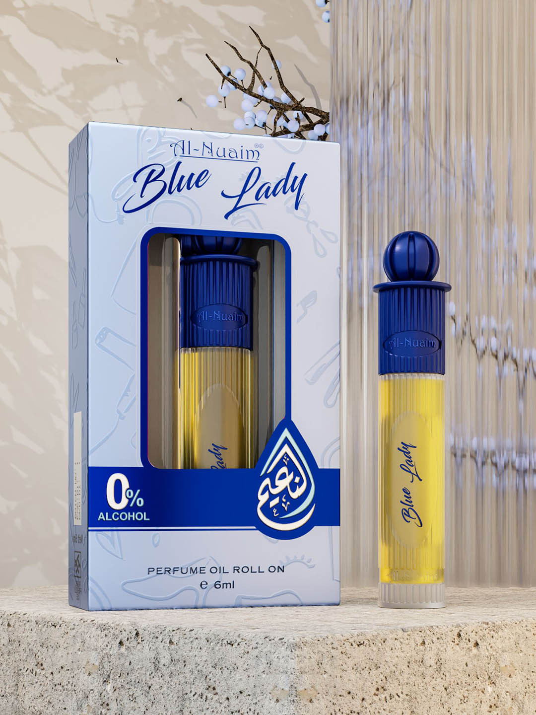 

Al-Nuaim Silver Series Blue Lady Alcohol Free Long Lasting Attar Roll-On - 6 ml