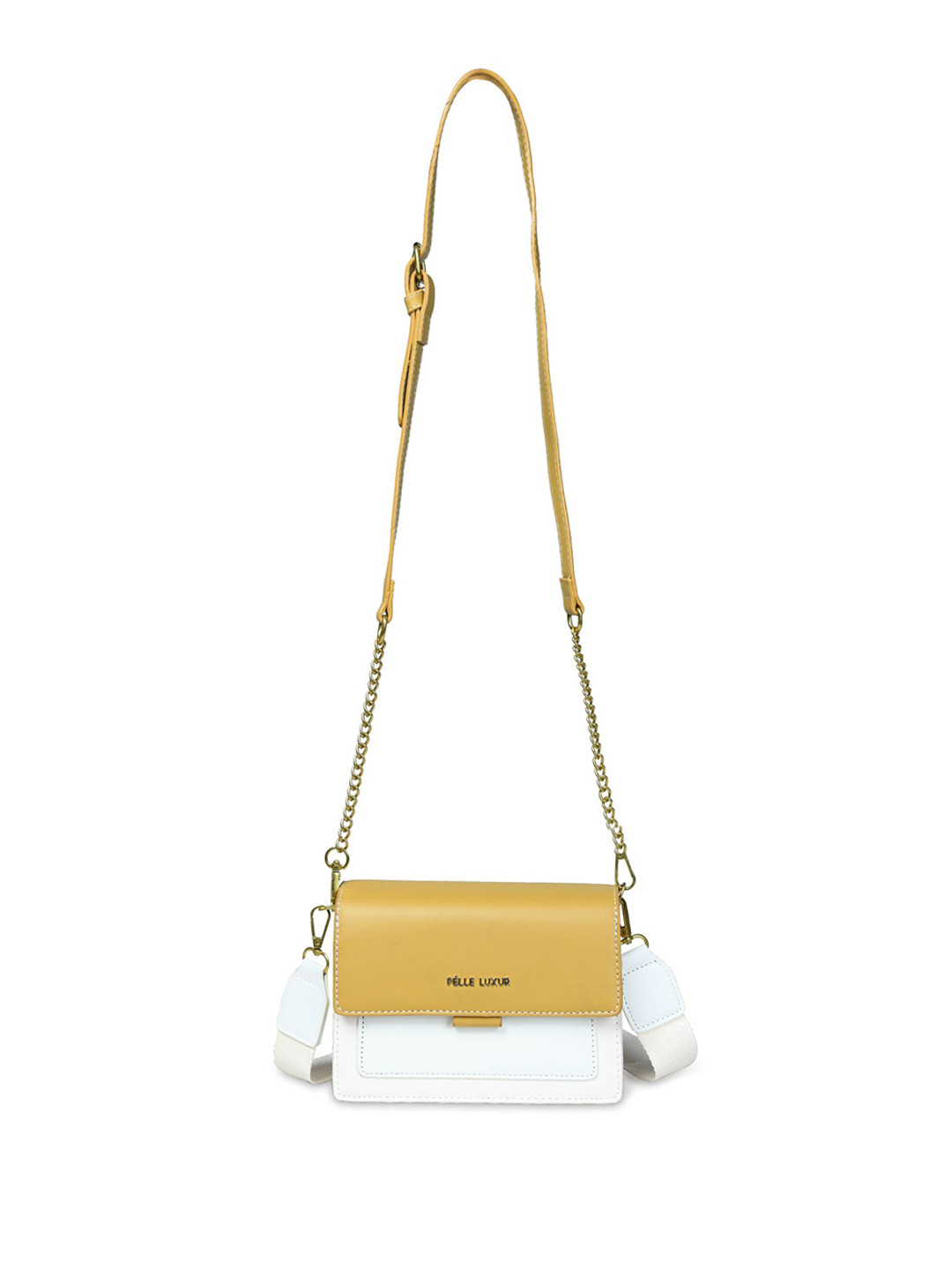 

PELLE LUXUR PU Structured Sling Bag, Mustard