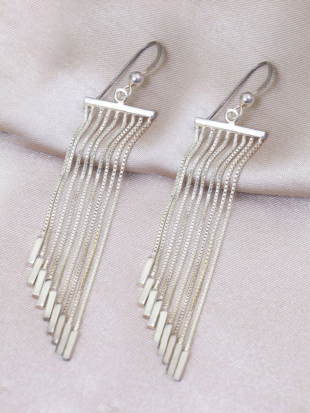 

House of Pataudi 925 Sterling Silver Graduated Tassel Drop Earrings