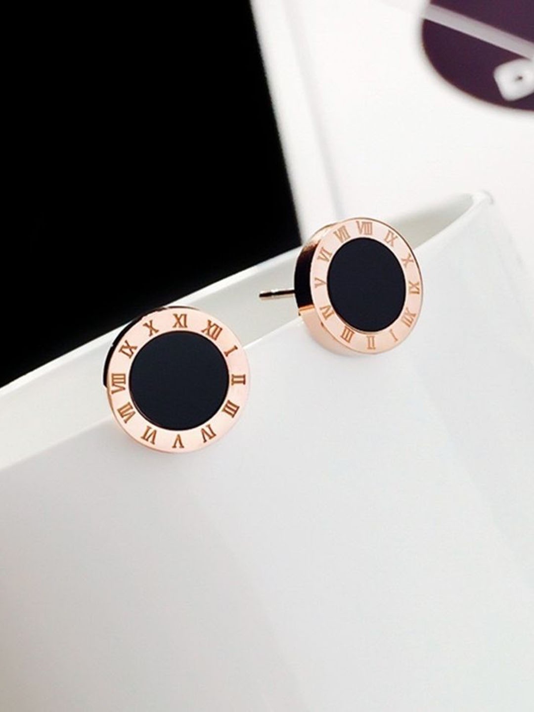

MYKI Rose Gold-Plated Contemporary Cubic Zirconia Studs Earrings