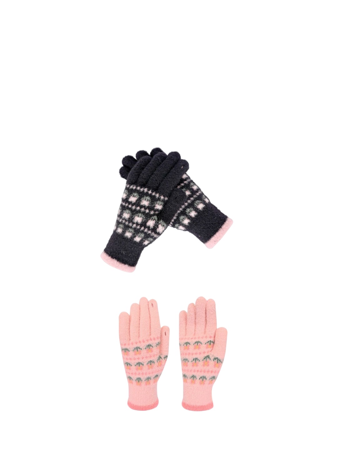 

LOOM LEGACY Women Patterned Acrylic Touchscreen Gloves, Black