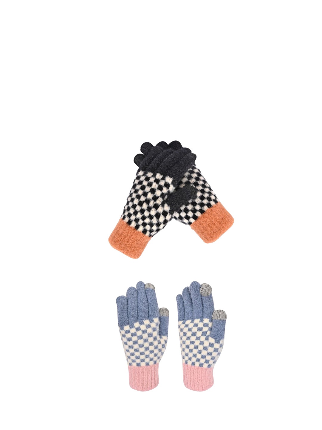 

LOOM LEGACY Women Pack of 2 Patterned Acrylic Touchscreen Winter Gloves, White