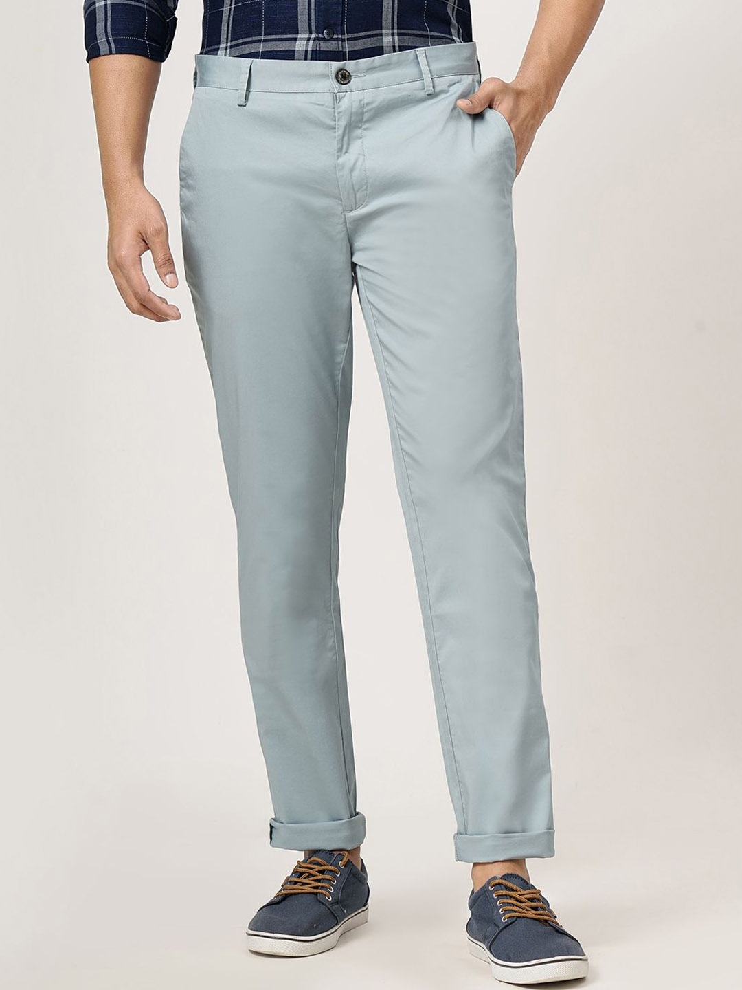 

JADE BLUE Men Cotton Slim Fit Casual Trousers