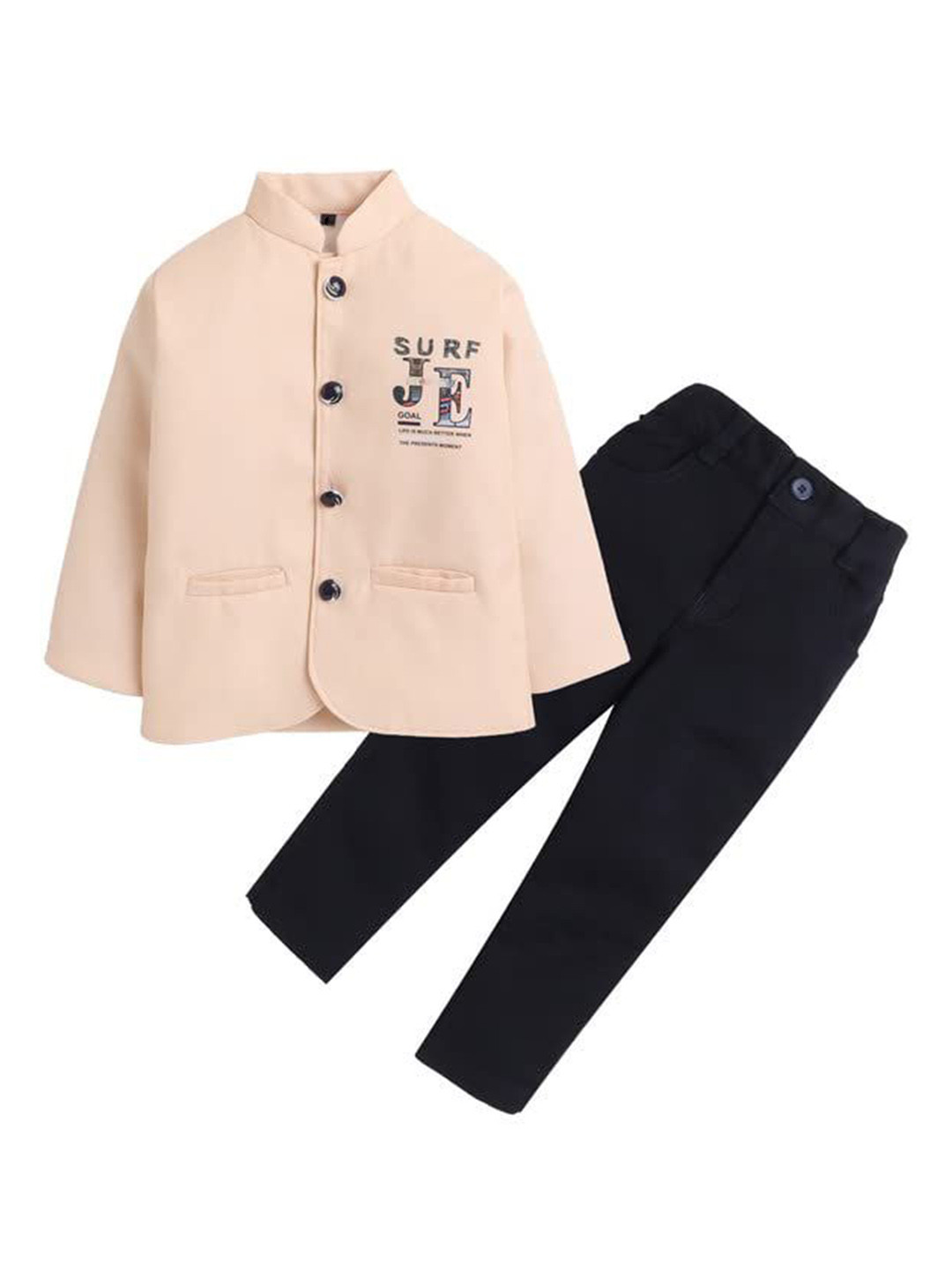 

Lil homies Boys 2-Piece Bandhgala Suits, Peach