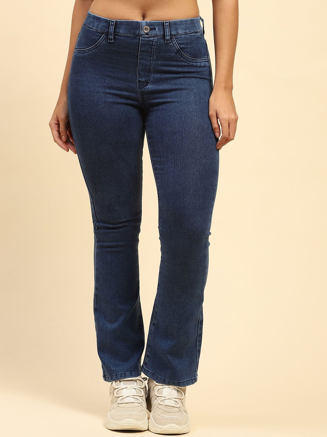 

Global Republic Women Cotton Classic Straight Fit High-Rise Stretchable Jeans, Blue