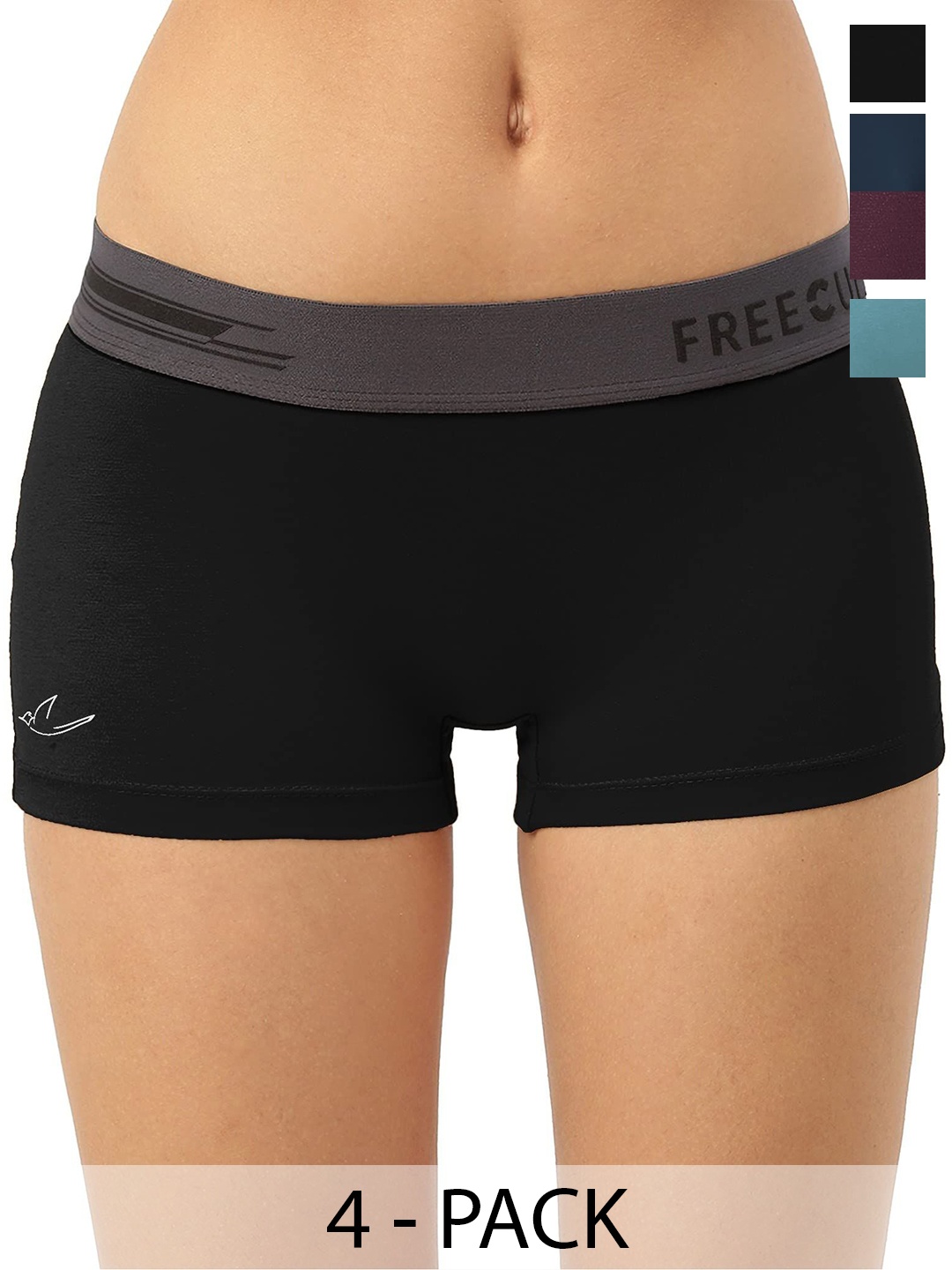 

FREECULTR Pack Of 4 Antibacterial Boy Short Briefs, Black