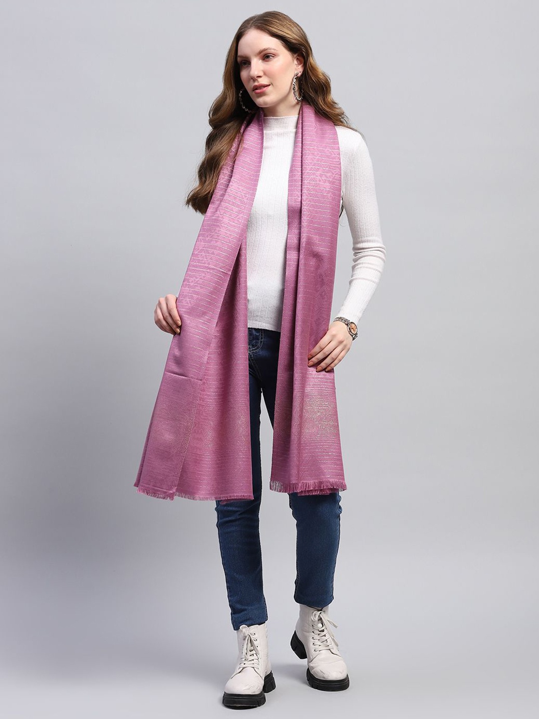 

Monte Carlo Women Striped Stole, Purple