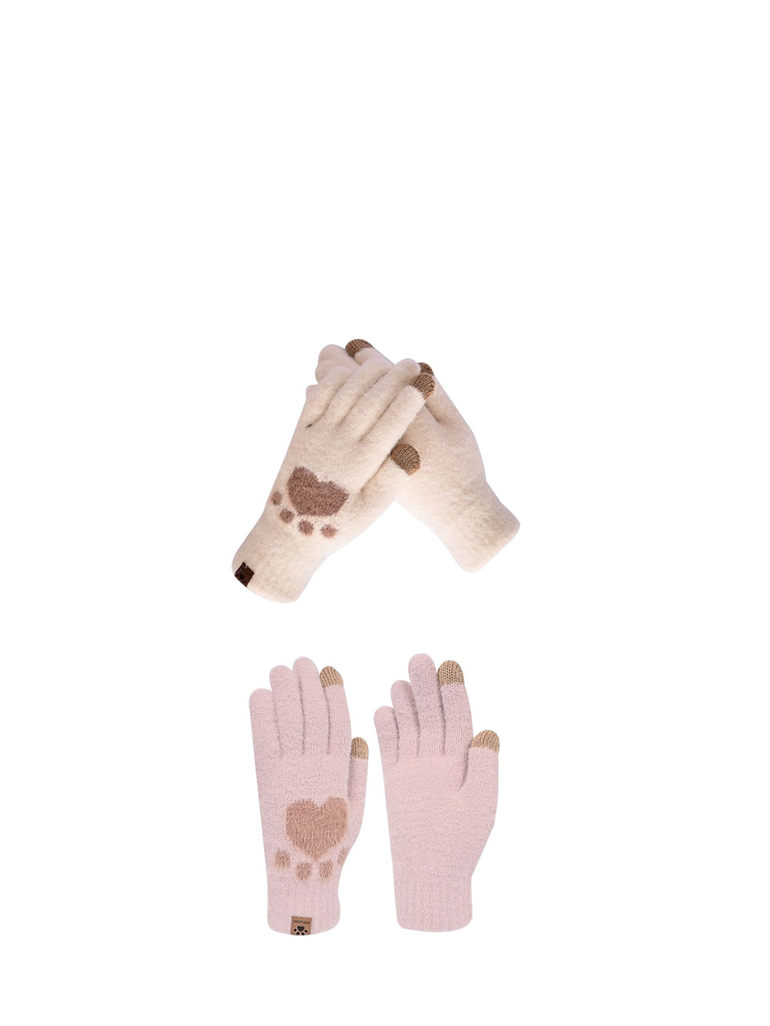 

LOOM LEGACY Pack of 2 Women Patterned Acrylic Touchscreen Casual Gloves, White