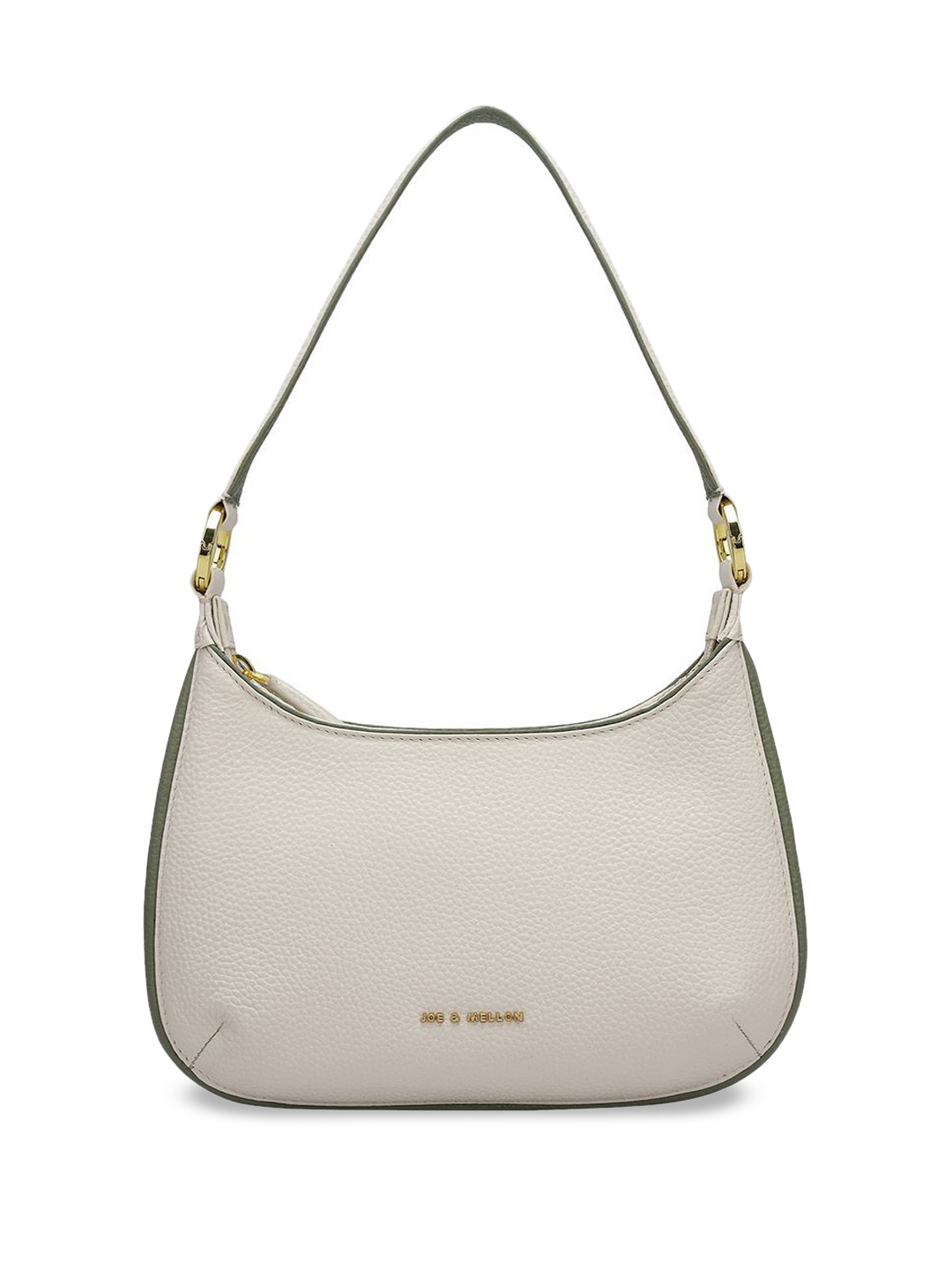 

Joe & Mellon Women Textured Solid Half Moon Leather Shoulder Bag, Cream