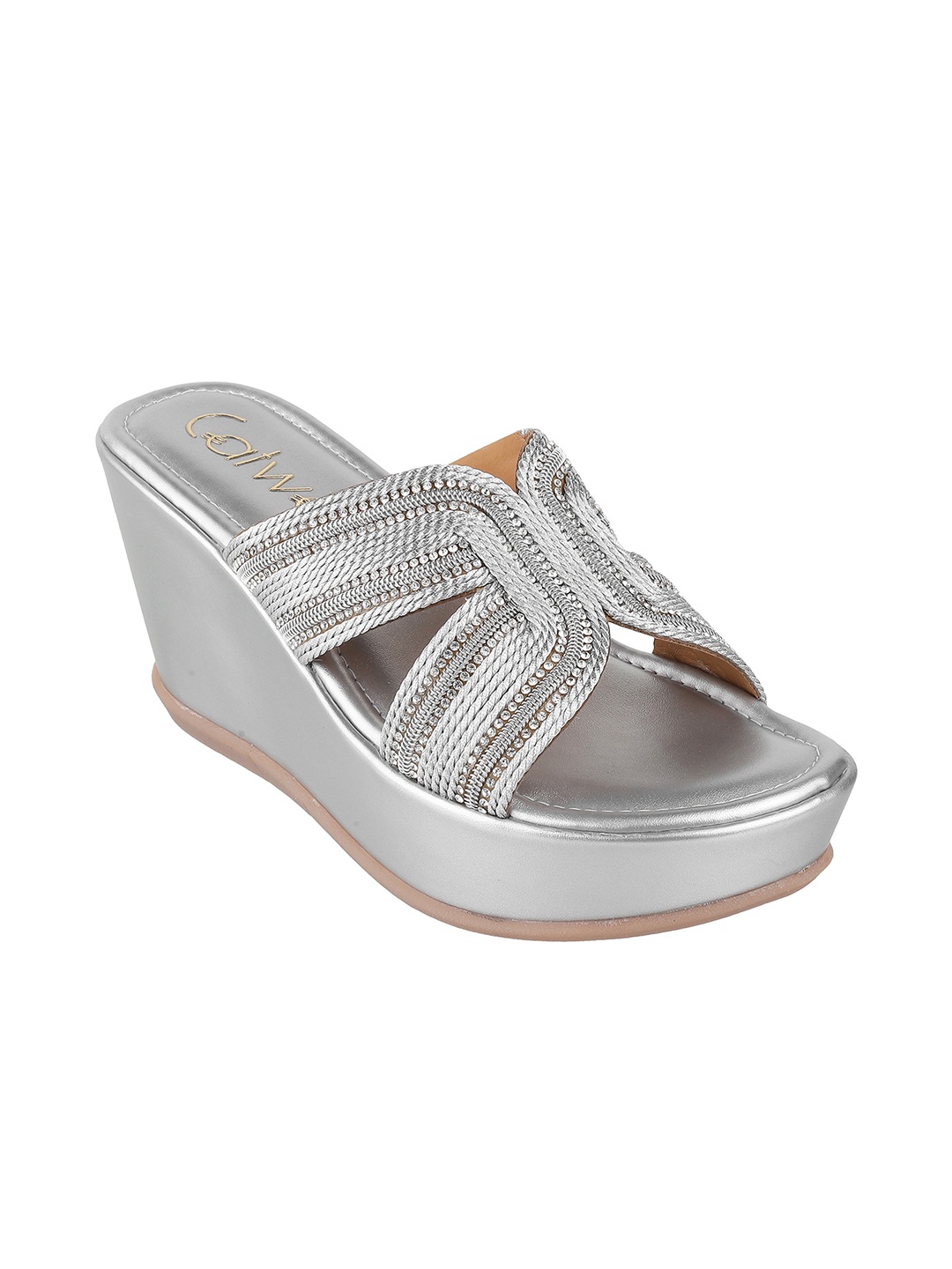 

Catwalk Wedge Synthetic Heel Sandals, Silver