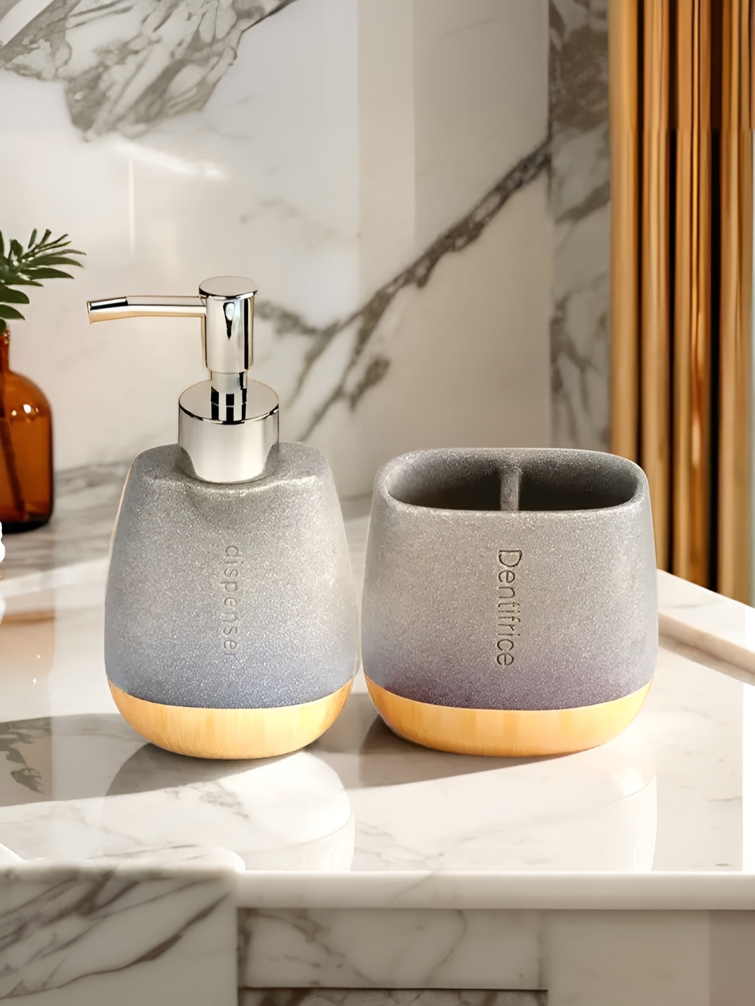 

The Better Home Grey & Silver-Toned 2 Pieces Bath Accessories Set 250 ml
