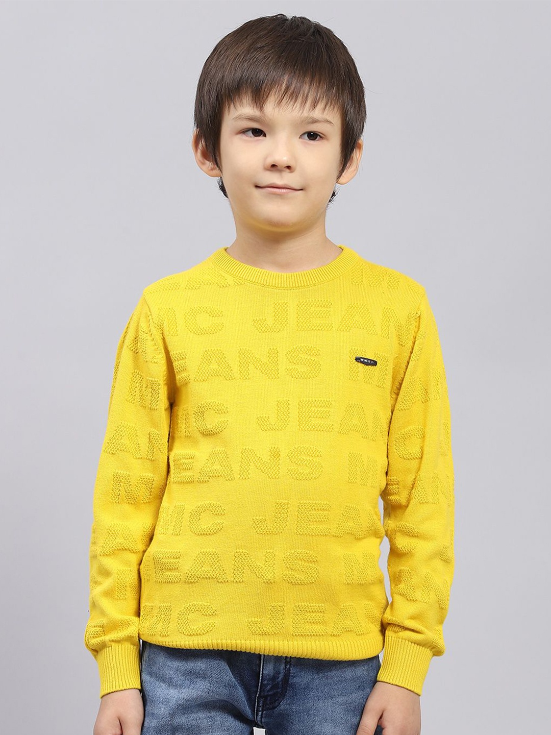 

Monte Carlo Boys Typography Woollen Pullover, Mustard