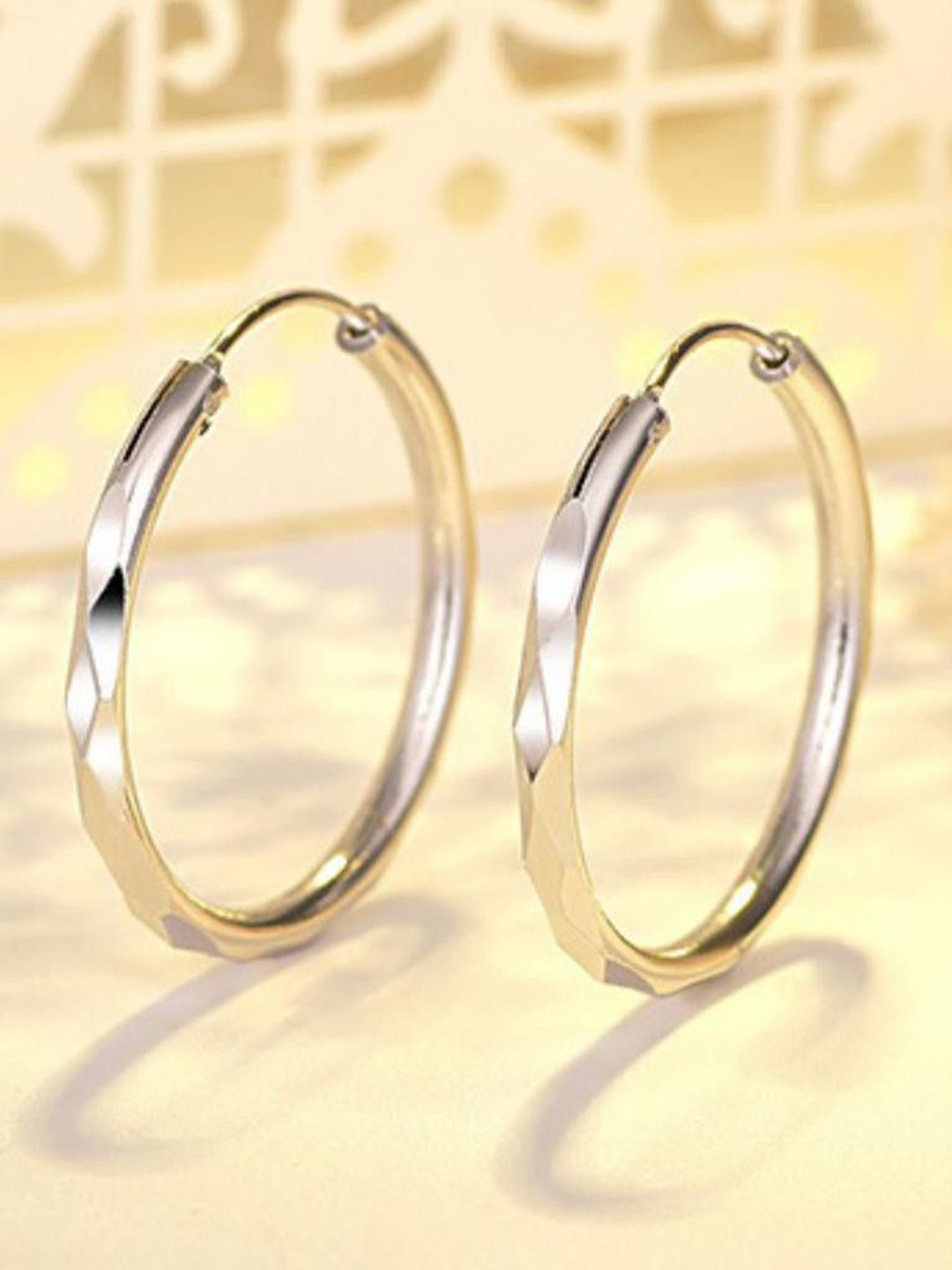 

MYKI Silver-Plated Stainless Steel Circular Hoop Earrings