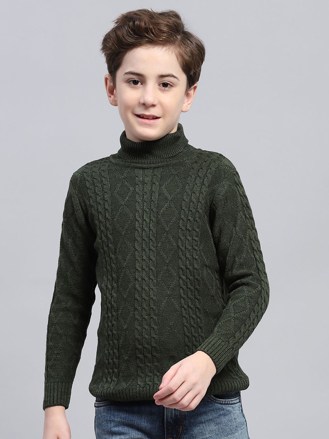 

Monte Carlo Boys Cotton Long Sleeves Cable Knit Pullover, Olive