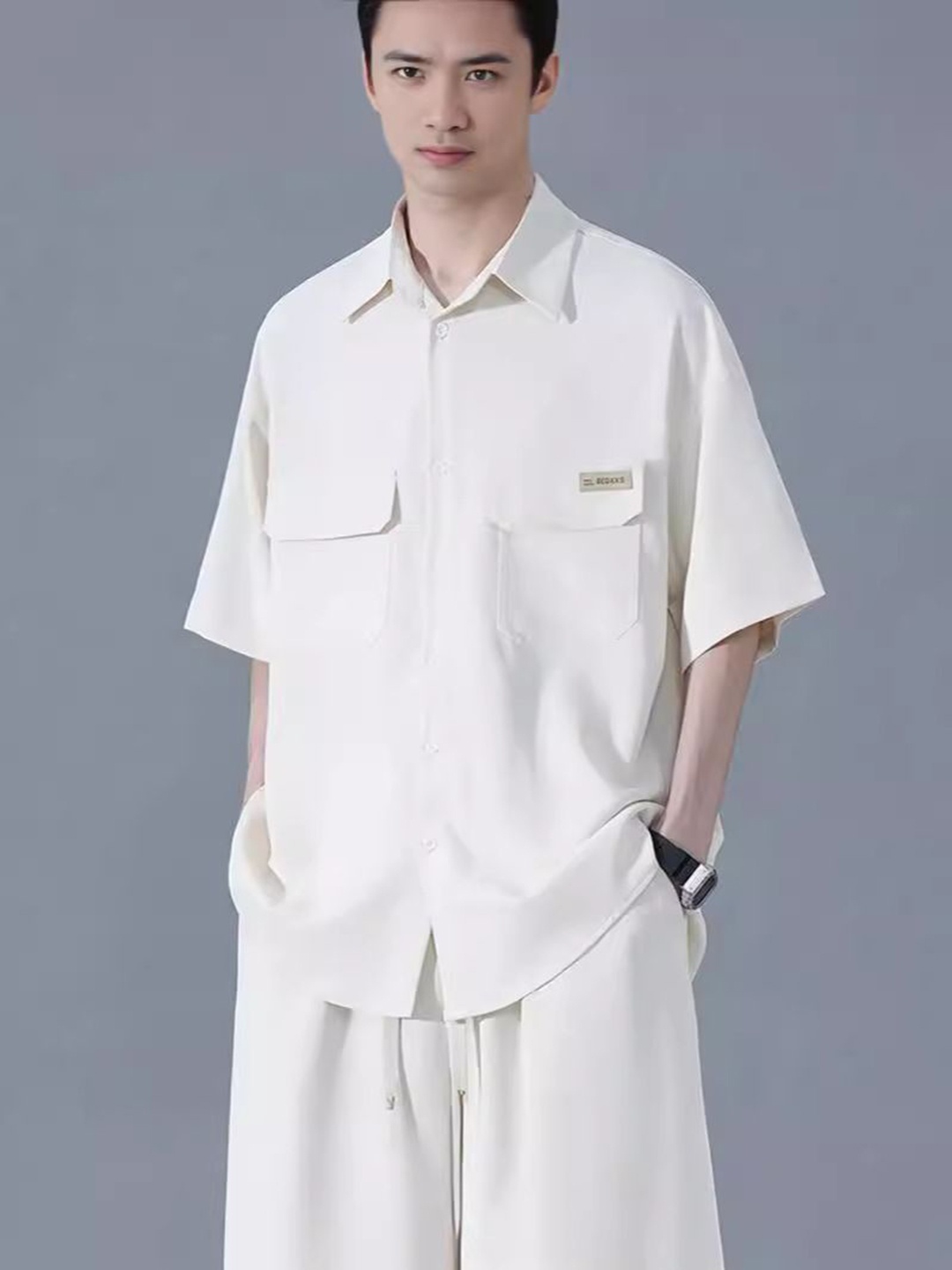 

StyleCast Shirt Collar Short Sleeves Shirt With Shorts, White