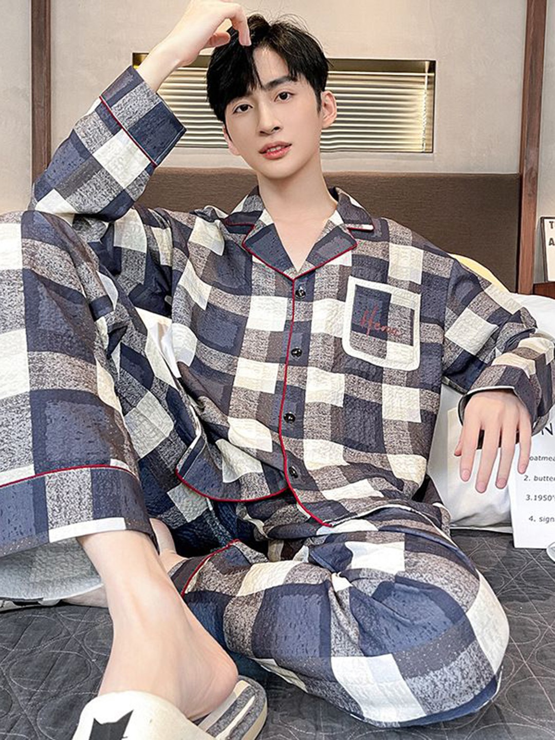 

StyleCast Brown & Blue Checked Night Suits