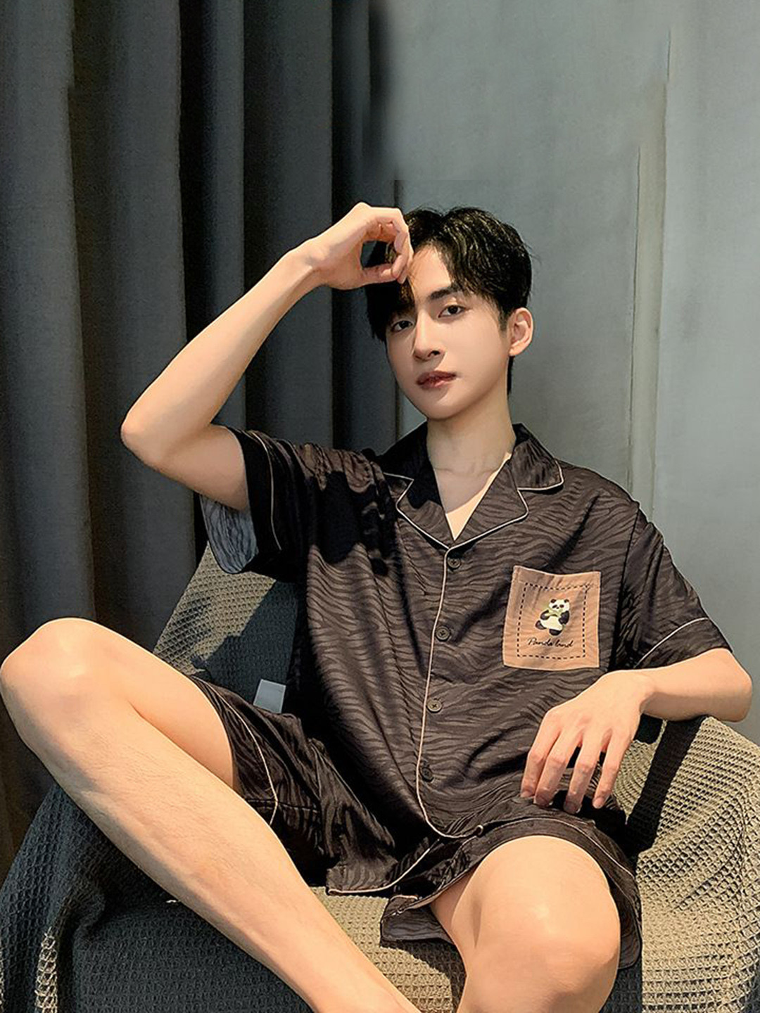 

StyleCast Printed Shirt & Shorts Night suit, Black
