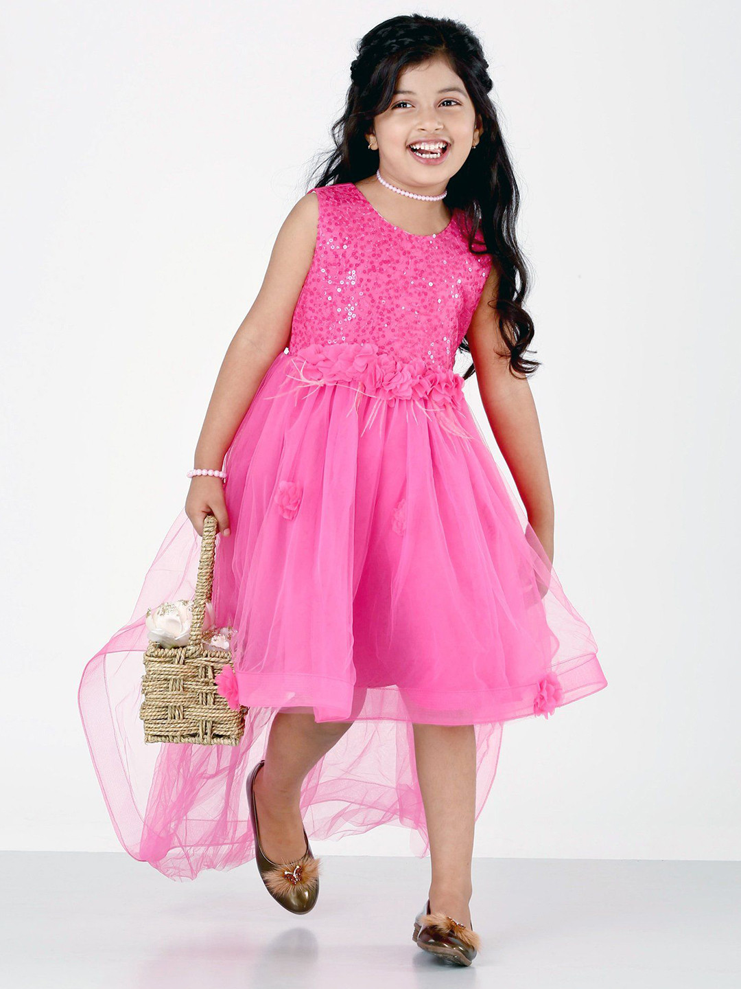 

Mark & Mia Girls Embellished Sequined Fit & Flare Midi Dress, Pink