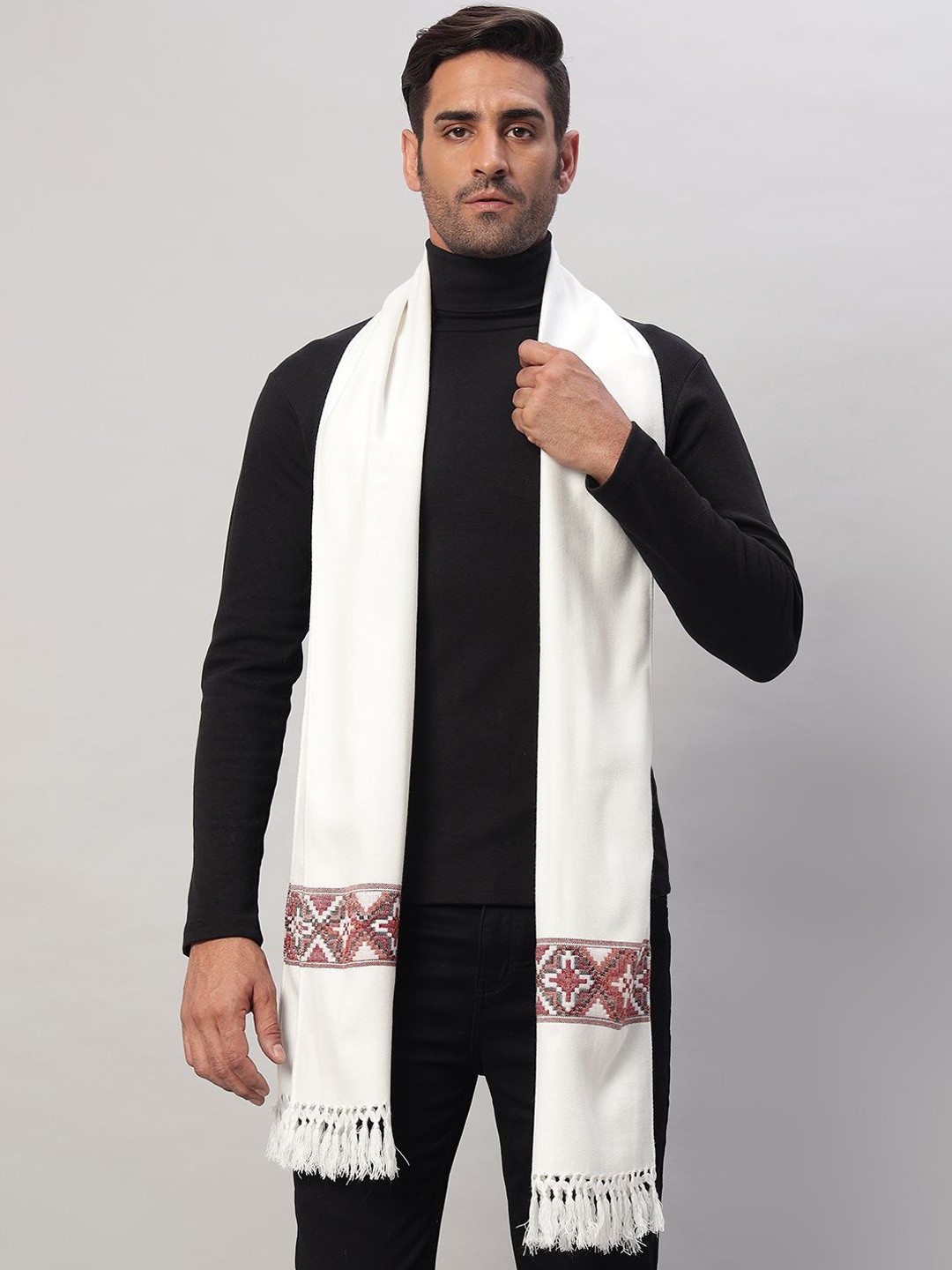 

HANDICRAFT PALACE Men Merino Wool Mufflers, White