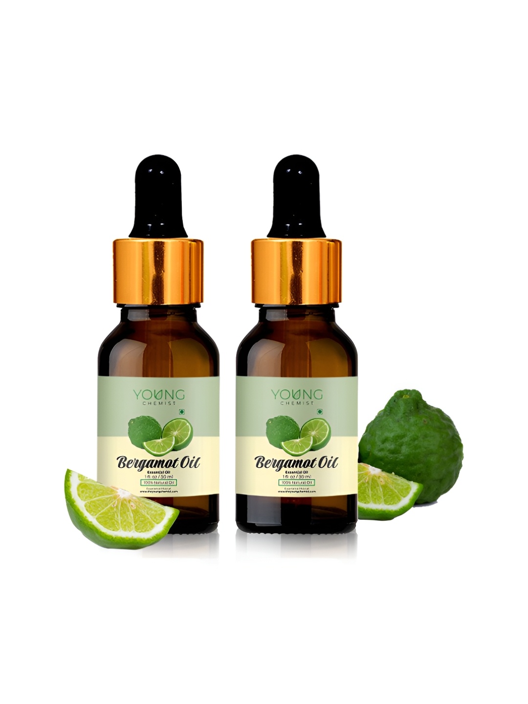 

YOUNG CHEMIST Set Of 2 Bergamot Essential Oil For Skin & Hair - 30 ml Each, Green