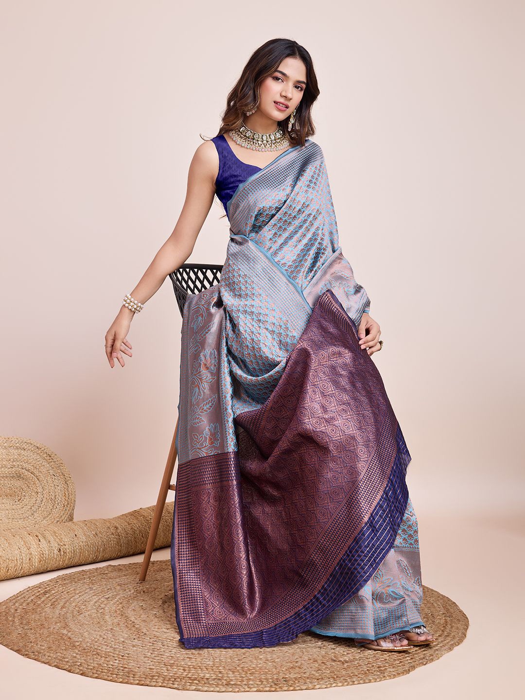 

CARTYSHOP Woven Design Zari Banarasi Saree, Blue