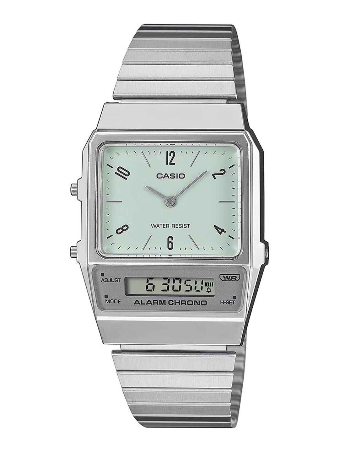 

CASIO Unisex Dial & Stainless Steel Cuff Straps Analogue and Digital Watch D362, Silver