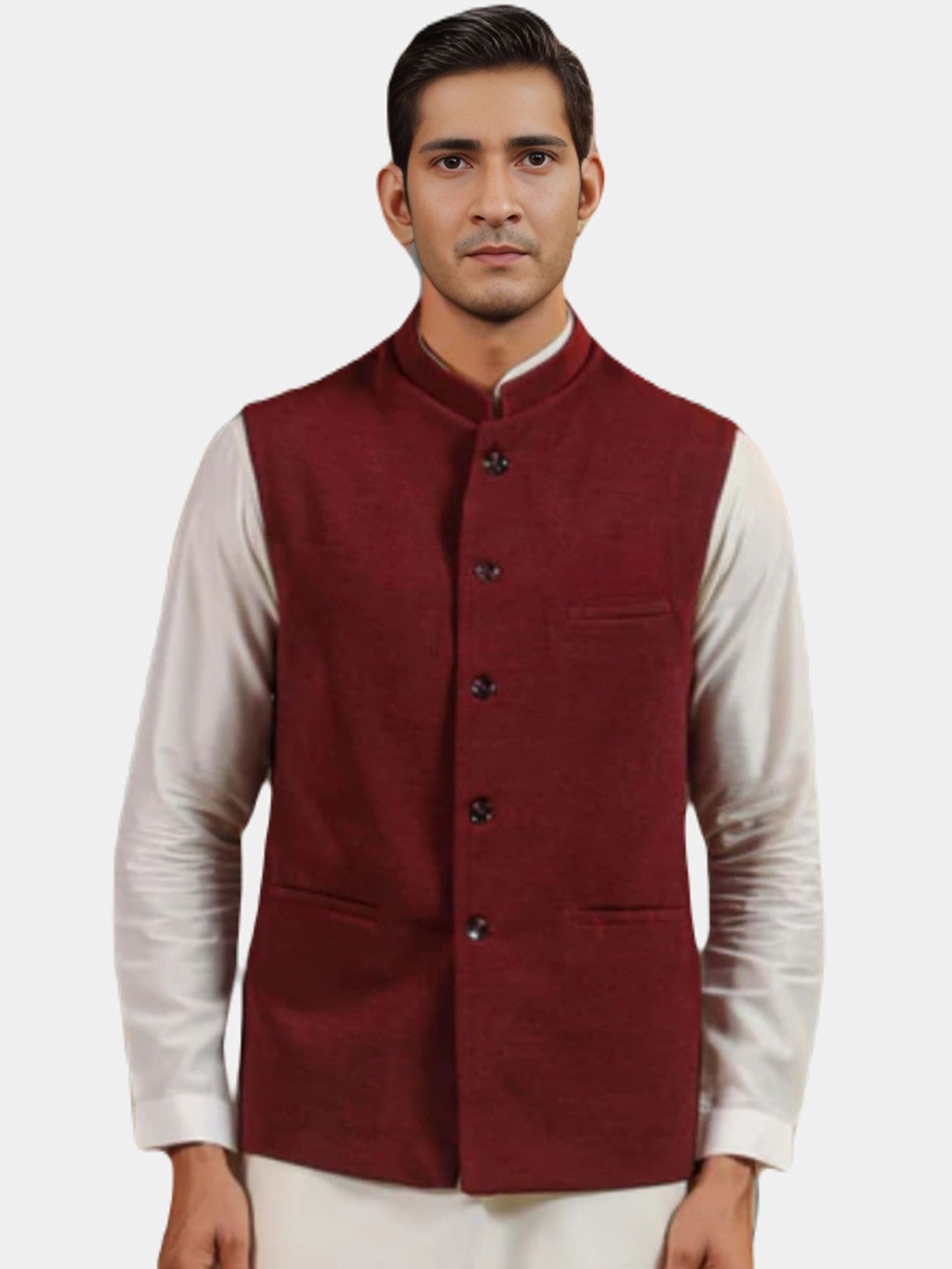 

BAESD Regular Fit Nehru Jacket, Maroon