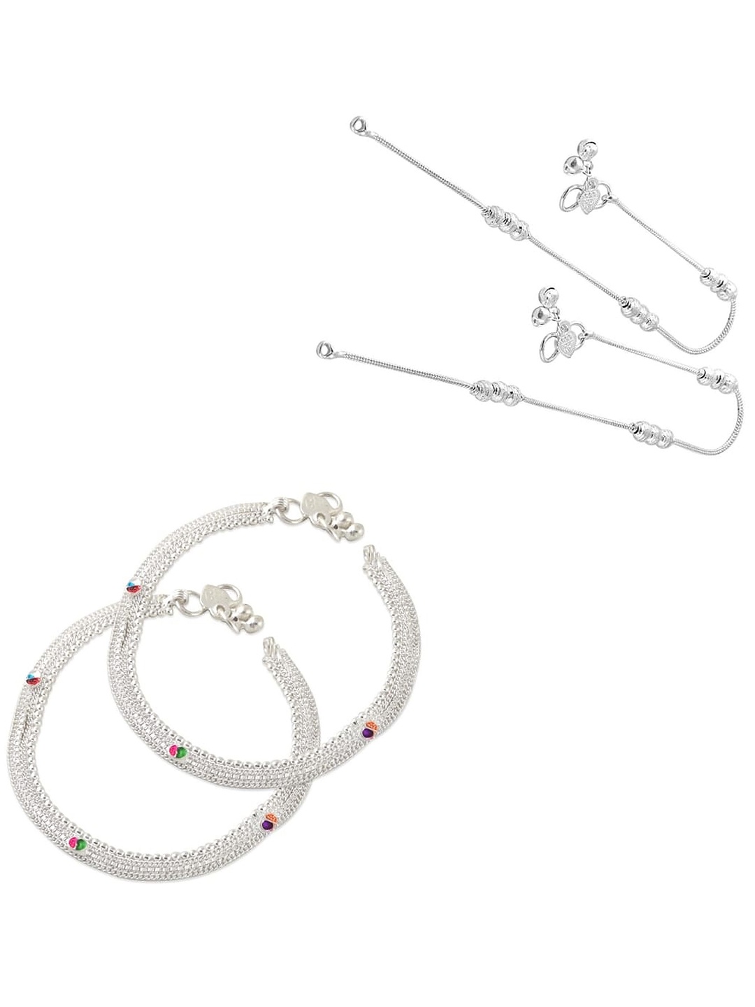 

Heer Collection Set Of 2 Silver-Plated Anklets
