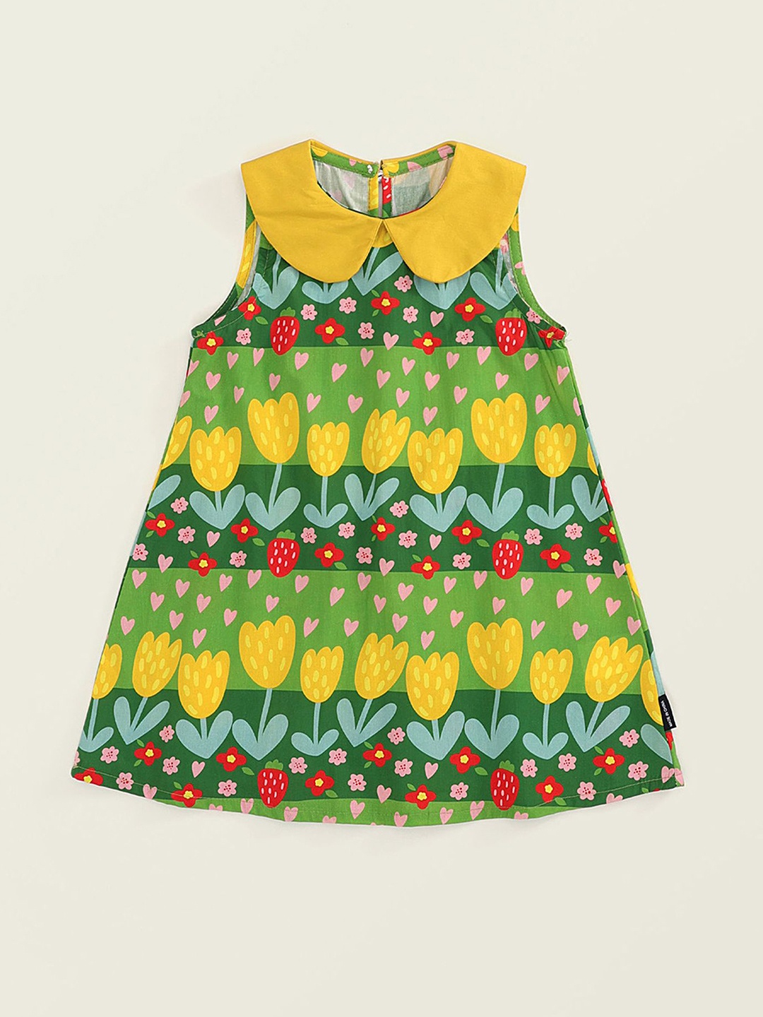 

LULU & SKY Girl Floral Print Peter Pan Collar A-Line Dress, Green