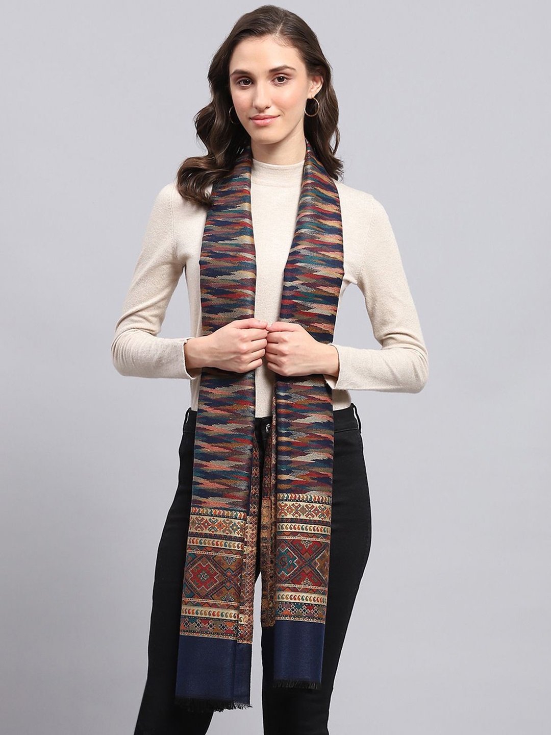 

Monte Carlo Women Self Design Woven Design Stole, Blue