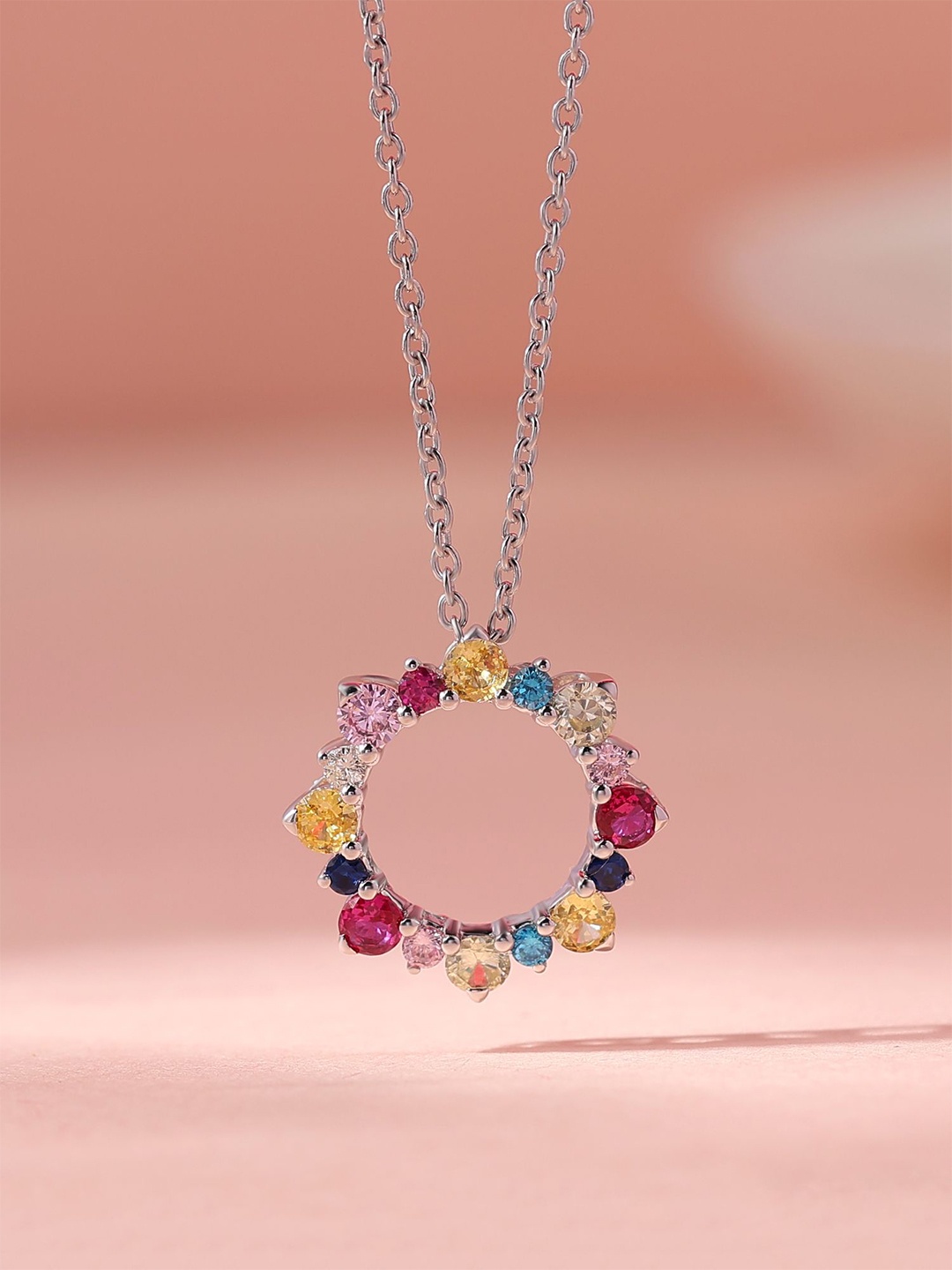 

Ornate Jewels 925 Sterling Silver Rhodium-Plated Cubic Zirconia Studded Chain
