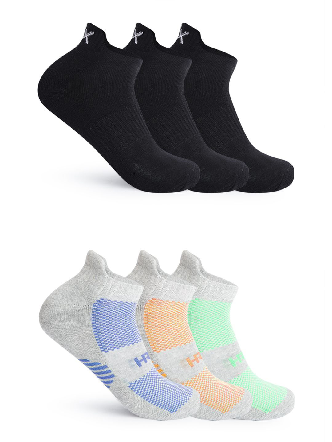

HRX by Hrithik Roshan Unisex Pack Of 6 Ankle-Length Socks, Black
