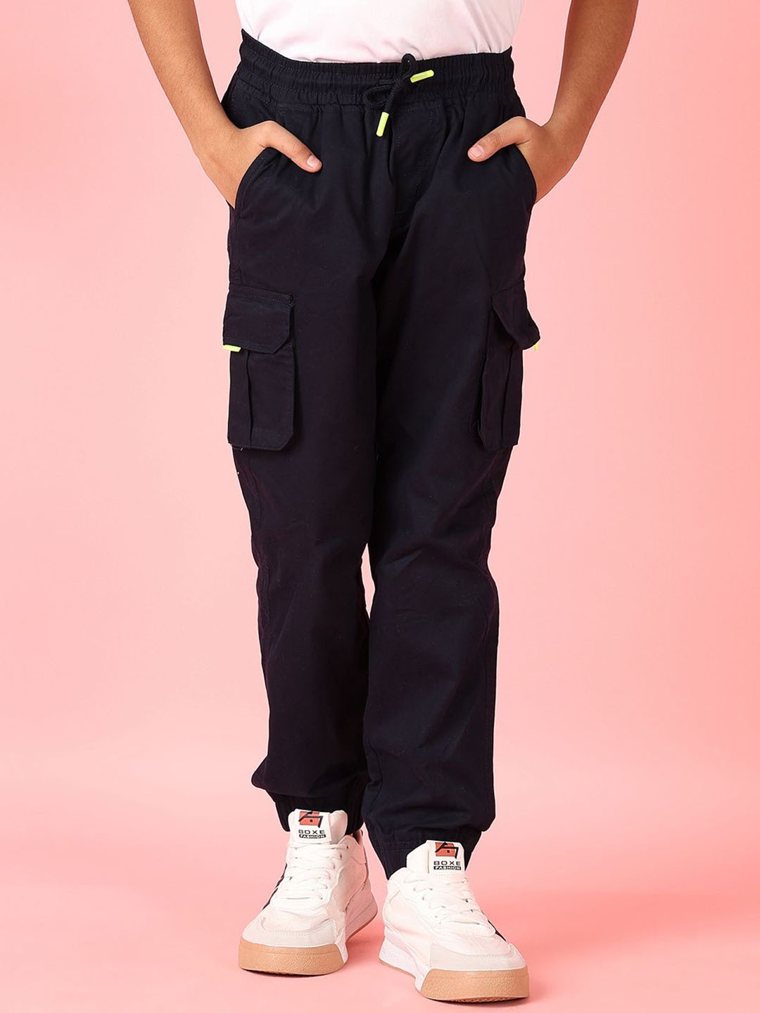 

V-Mart Boys Cotton Regular Fit Cargos Trousers, Navy blue