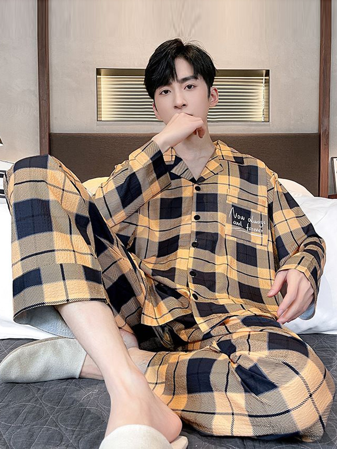 

StyleCast Orange & Black Checked Shirt With Trousers
