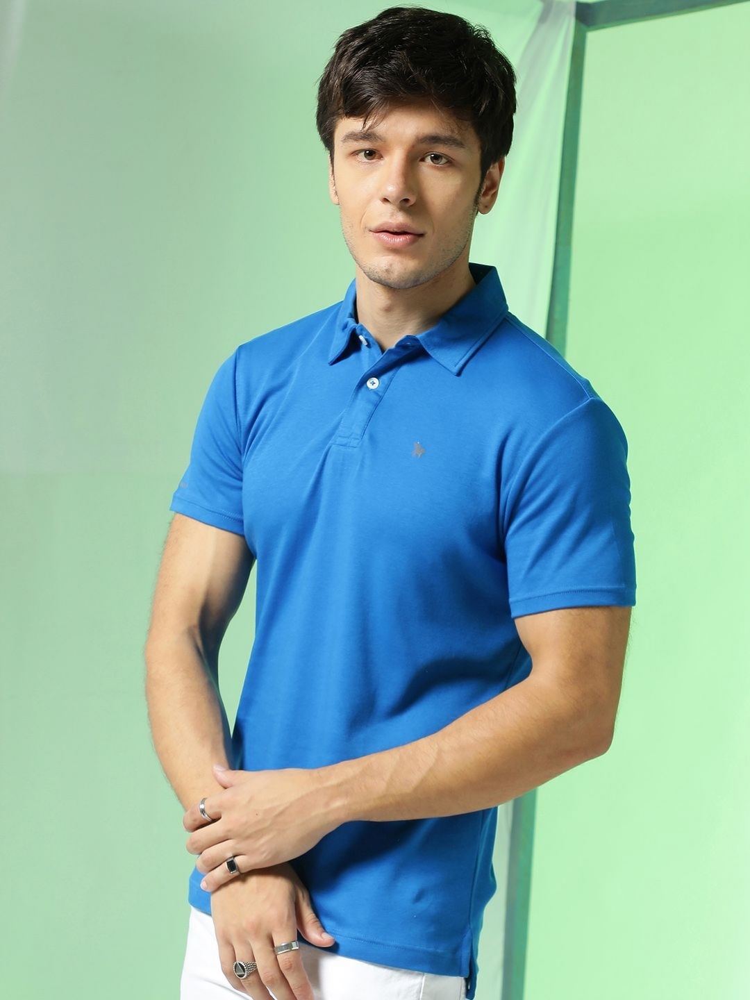 

Markle Moro Men Solid Polo Collar Cotton Slim Fit T-shirt, Blue