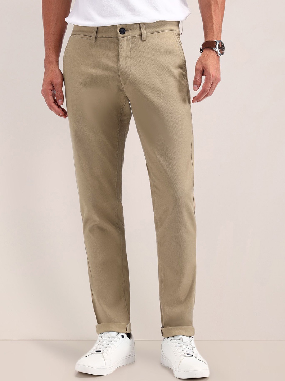 

U.S. Polo Assn. Men Urban Mid-Rise Slim Fit Trousers, Khaki