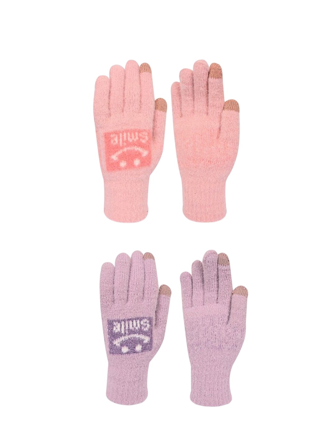 

LOOM LEGACY Women Patterned Acrylic Touchscreen Gloves, Purple