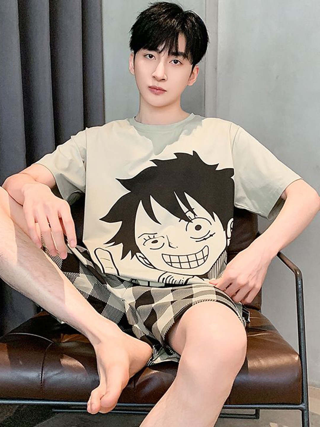 

StyleCast Printed Round Neck Short Sleeves T-Shirt With Shorts, Green
