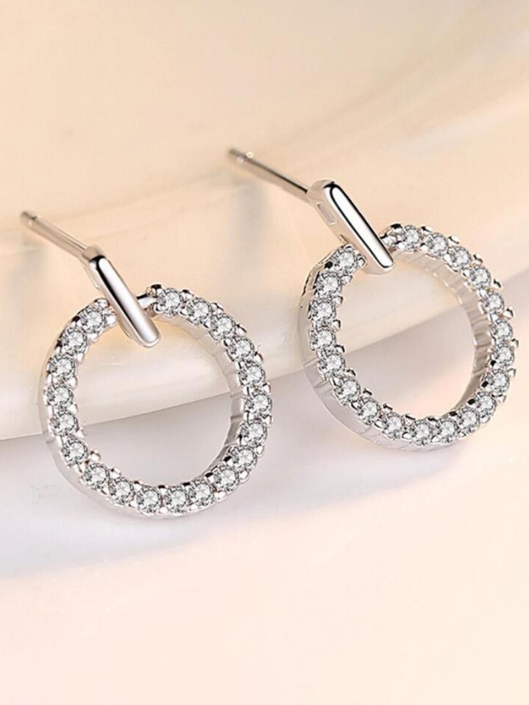 

MYKI Silver-Plated Contemporary Cubic Zirconia Studs Earrings