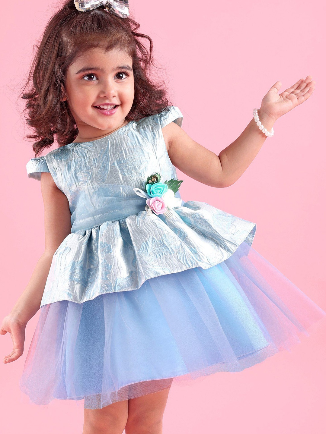 

Mark & Mia Girls Floral Applique Peplum Dress, Blue