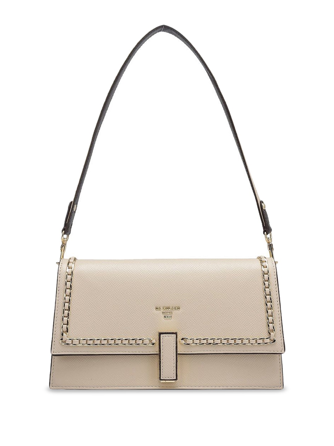 

Da Milano Women Textured Structured Leather Shoulder Bag, White