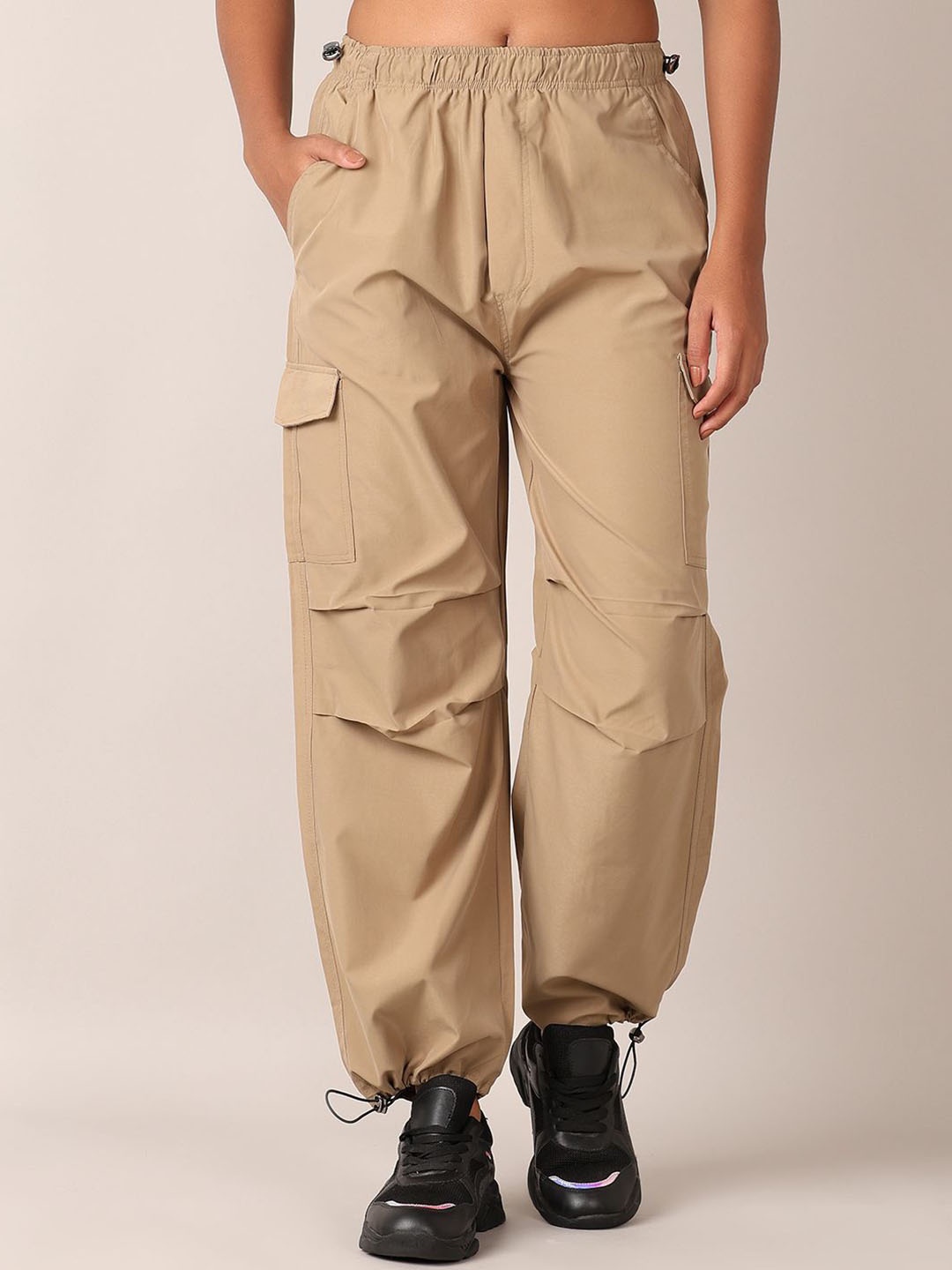 

V-Mart Women High-Rise Cargos Trousers, Beige