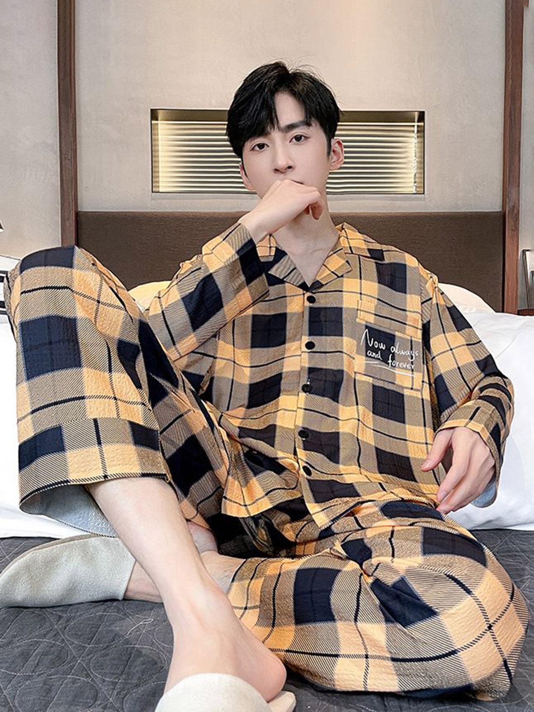 

StyleCast Brown Checked Lapel Collar Shirt & Trousers