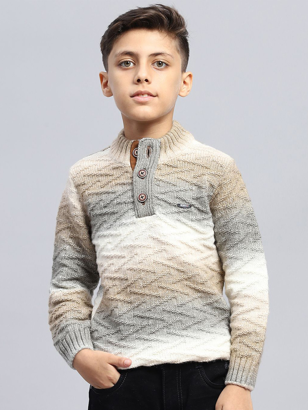 

Monte Carlo Boys Long Sleeves Woollen Pullover, Brown