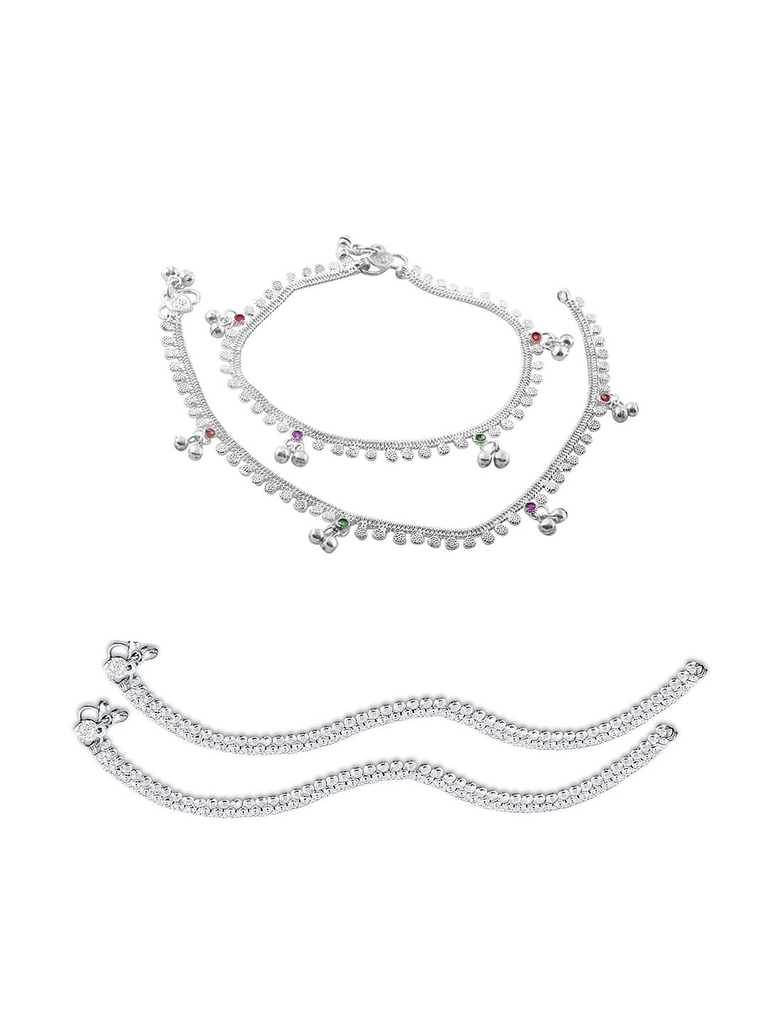

Heer Collection Silver-Plated Stone Studded Anklet