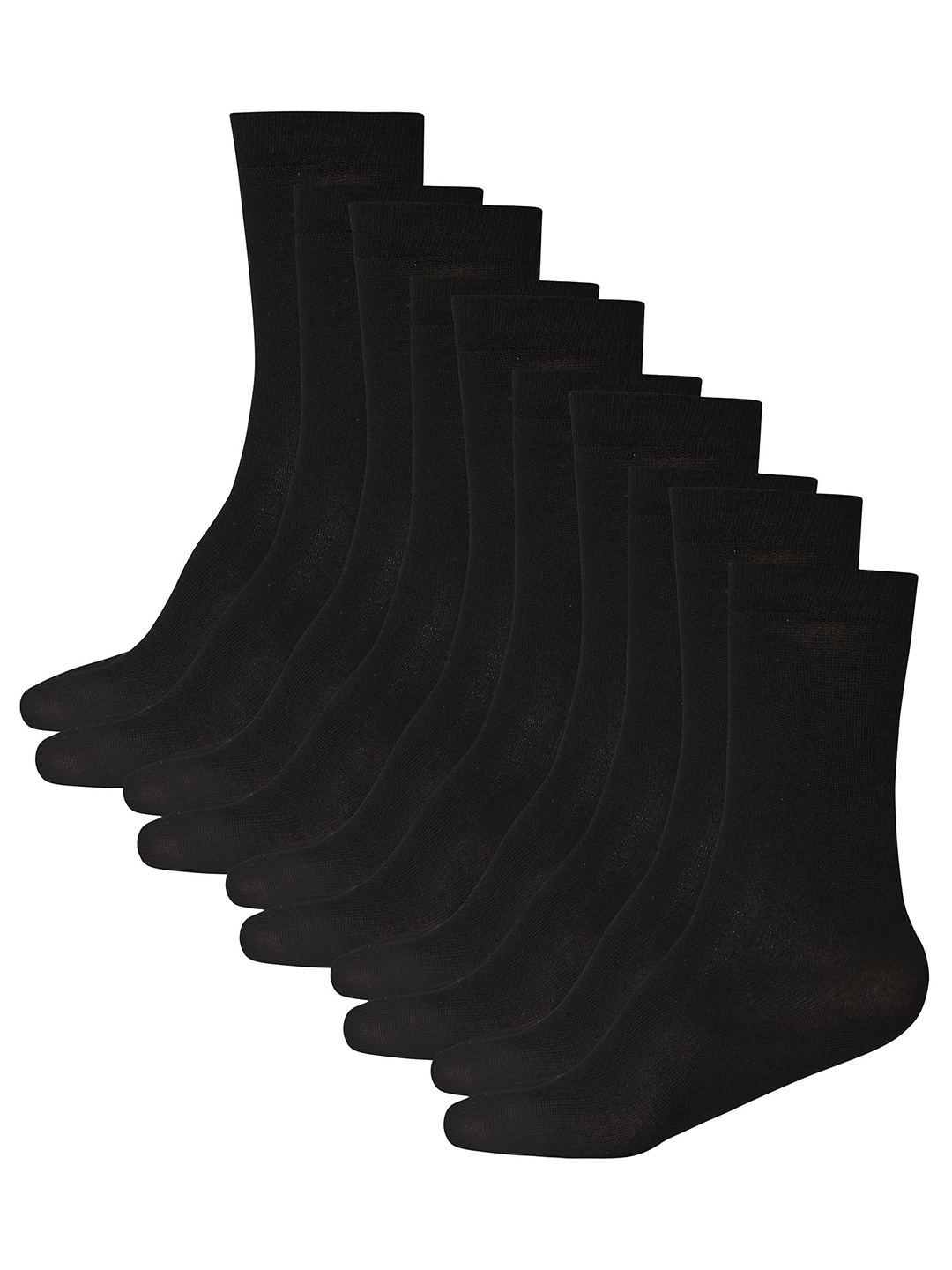 

WYSE Kids Pack Of 5 Cotton Calf-Length Socks, Black
