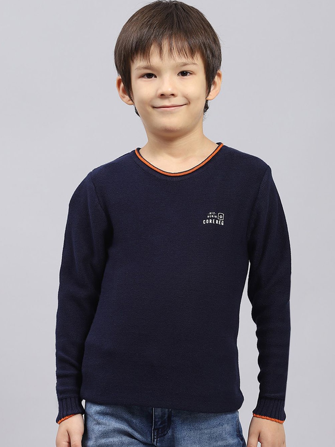 

Monte Carlo Boys Typography Printed Cotton Pullover, Navy blue