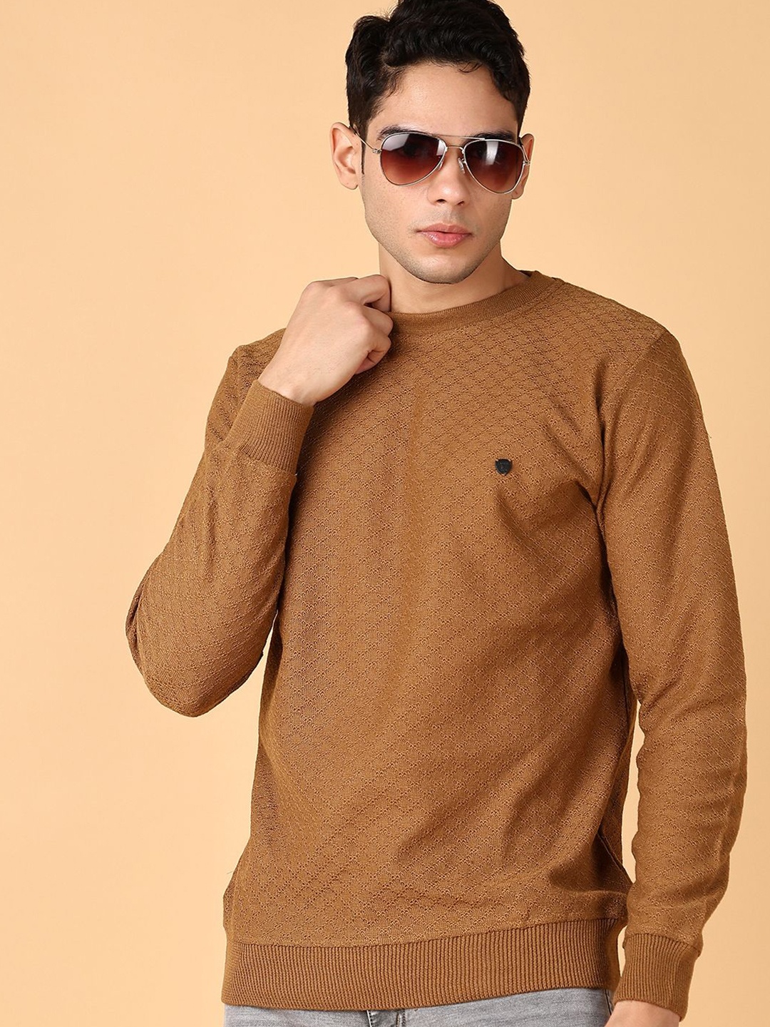 

V-Mart Men Round Neck Pullover Sweater, Khaki