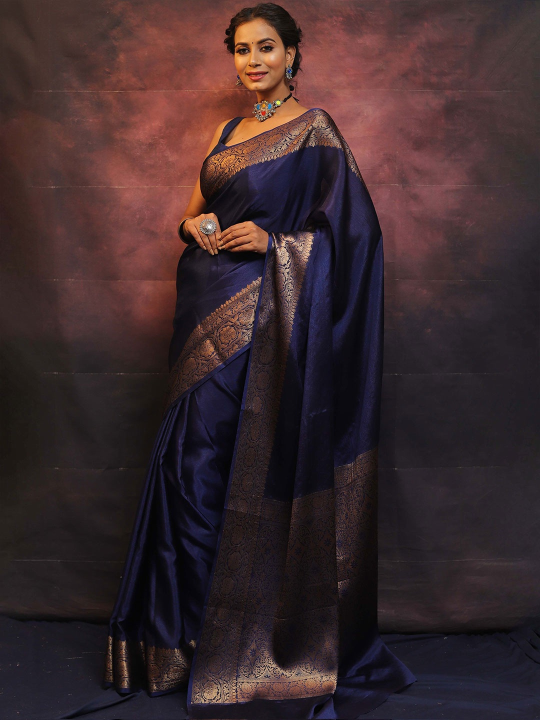 

Banarasee Woven Design Zari Banarasi Saree, Blue