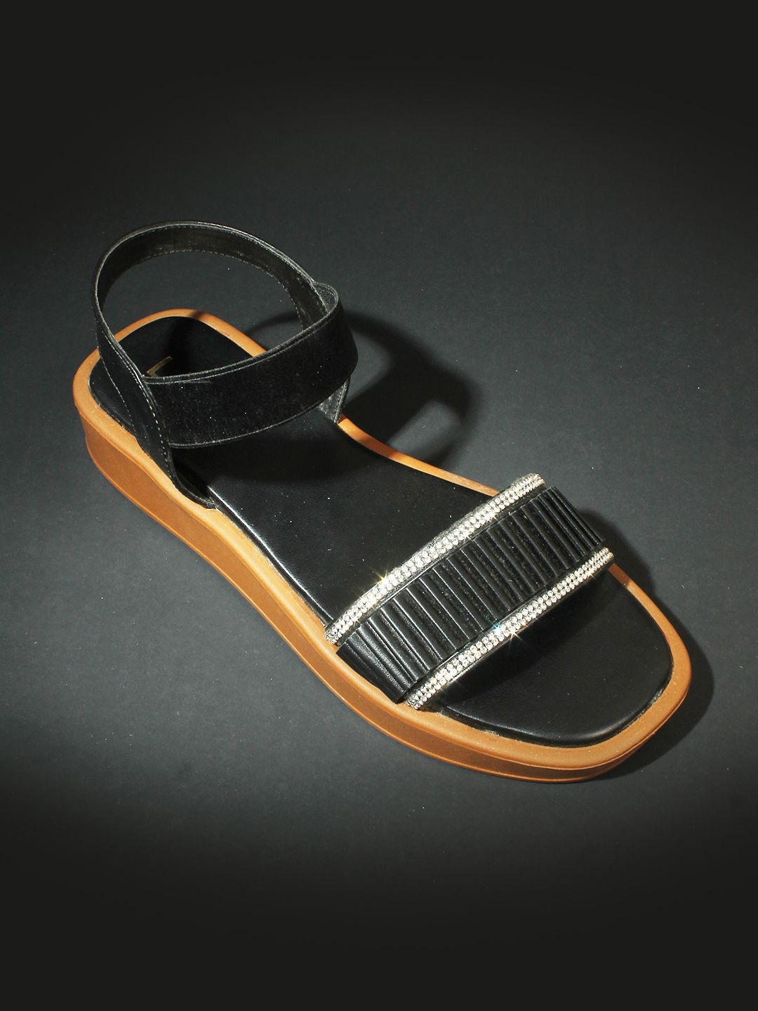 

Lavie Women Black Open Toe Synthetic Backstrap Flats